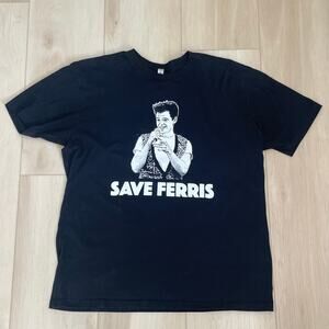 Save Ferris Bueller's Day Off Movie Graphic T-Shirt L 80's Theme Black & White